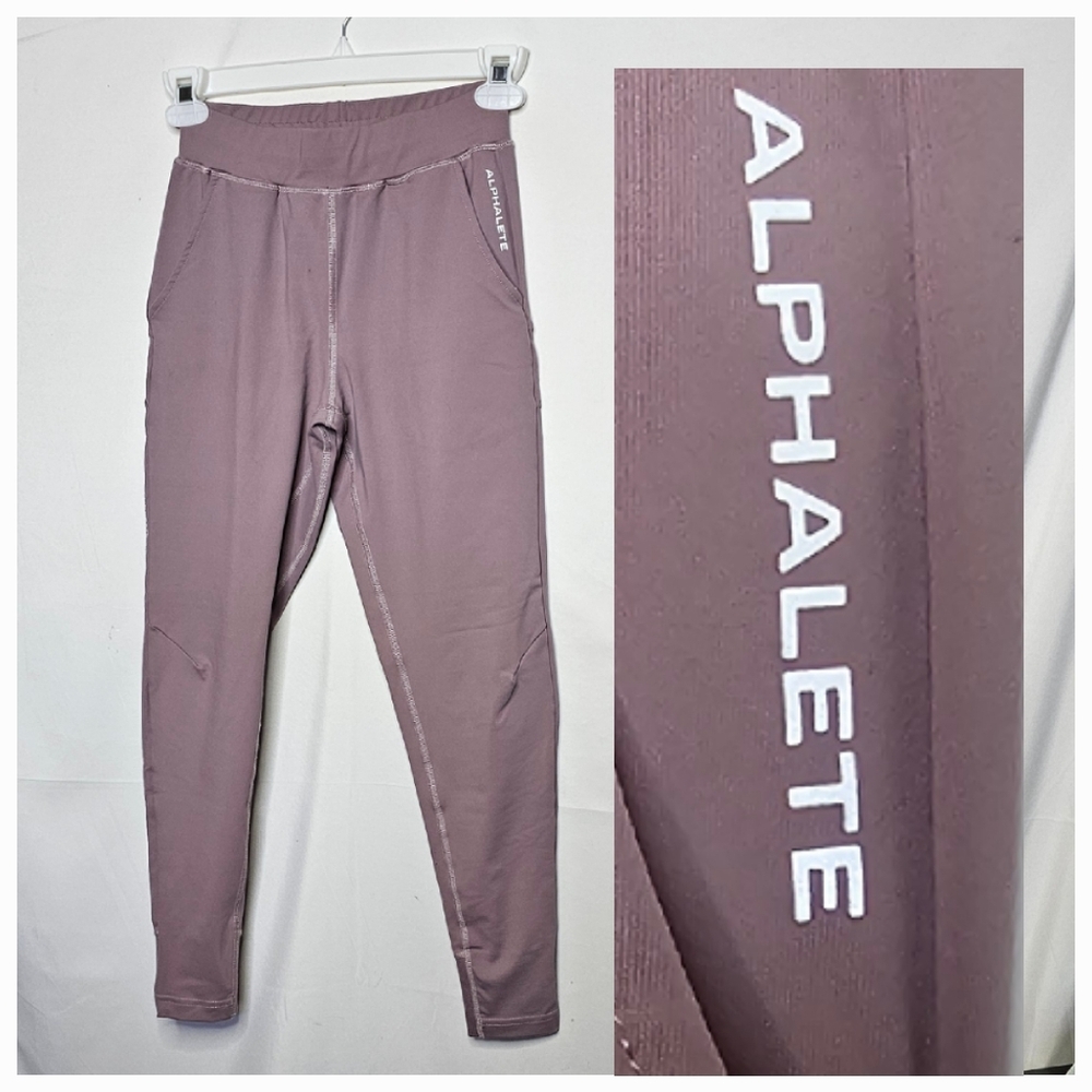 Alphalete purple mauve contouring pockets joggers leggings workout gym pants XS